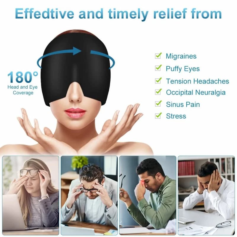 Migraine Relief Cap Hot & Cold Therapy Ice Cap for Headache Relief – Reusable Gel Ice Bead Face Mask & Head Wrap for Tension, Stress, Sinus, & Pain Relief – Soothing Cooling & Heating Sleep Mask for Men & Women Regular price