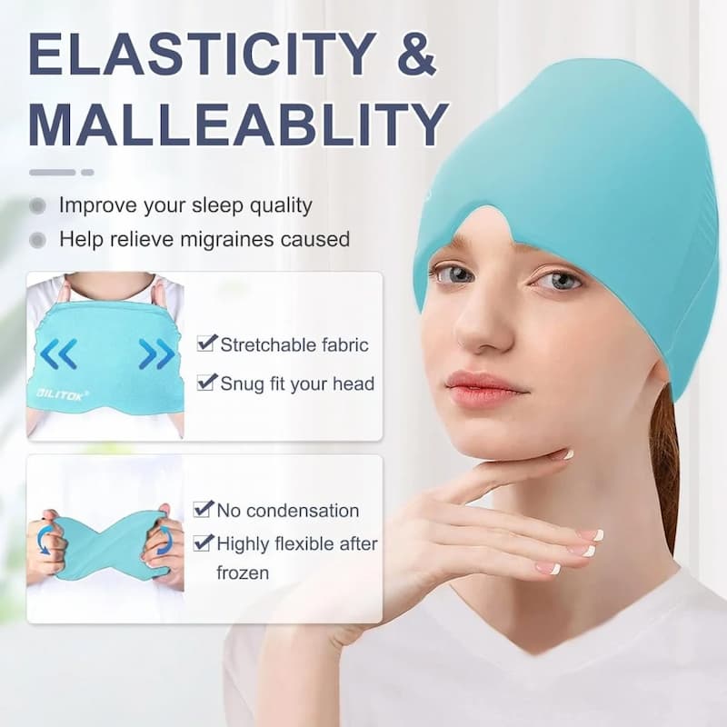 Migraine Relief Cap Hot & Cold Therapy Ice Cap for Headache Relief – Reusable Gel Ice Bead Face Mask & Head Wrap for Tension, Stress, Sinus, & Pain Relief – Soothing Cooling & Heating Sleep Mask for Men & Women Regular price